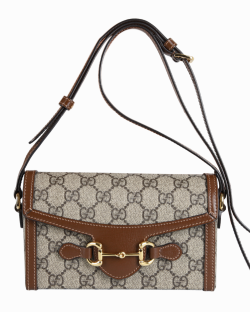 Bolsa Gucci Horsebit 1955 Marrom/Monograma
