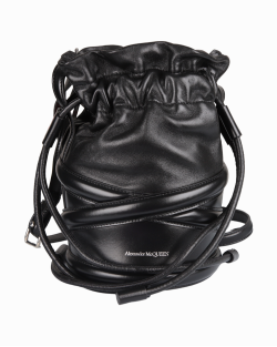 Bolsa Alexander McQueen The Soft Curve Bucket Bag Preta