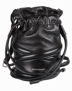 Bolsa Alexander McQueen The Soft Curve Bucket Bag Preta