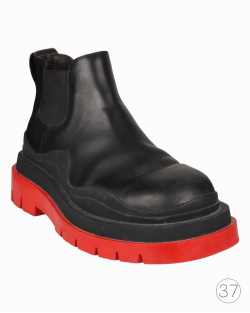 靴 BOTTEGA VENETA TIRE CHELSEA BOOTS Bota Bottega Veneta Original Tire Ankle Chelsea Preta e verde