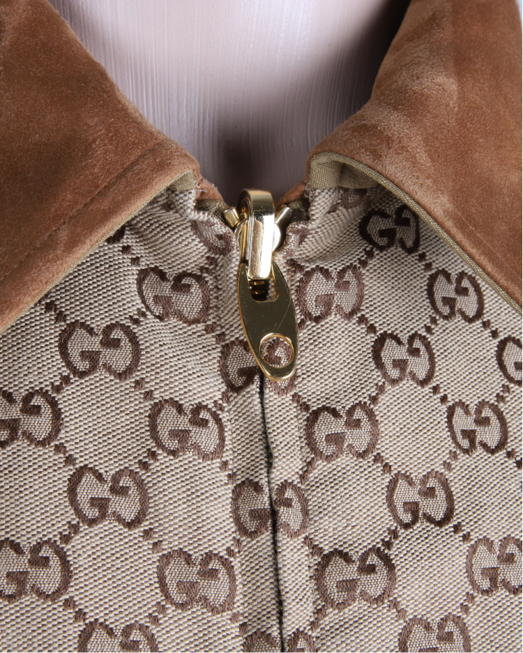 Jaqueta Gucci Reversível Jacquard Bege Monograma
