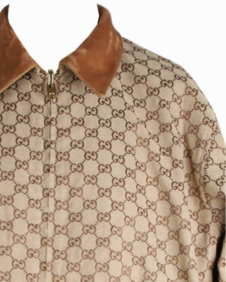Jaqueta Gucci Reversível Jacquard Bege Monograma