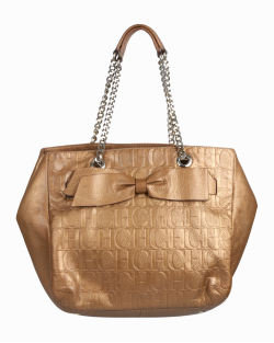 Bolsa Carolina Herrera Audrey Tote Monograma Dourada