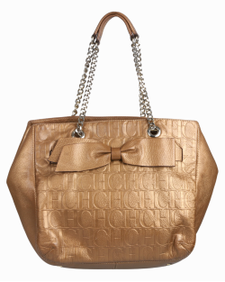 Bolsa Carolina Herrera Audrey Tote Monograma Dourada