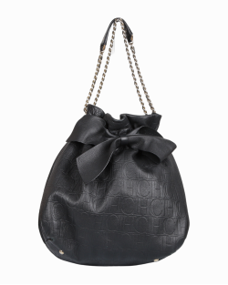 Bolsa Carolina Herrera Bow Bucket Monograma Preta