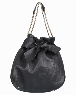 Bolsa Carolina Herrera Bow Bucket Monograma Preta