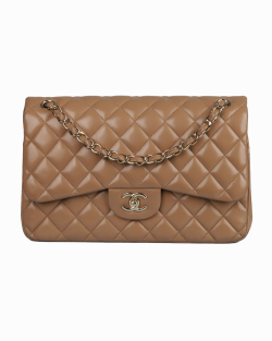Bolsa Chanel Double Flap Large Bege