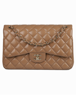 Bolsa Chanel Double Flap Large Bege