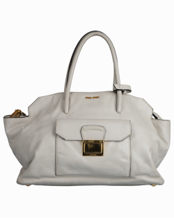Bolsa Miu Miu Vitello Front Pocket Off-White