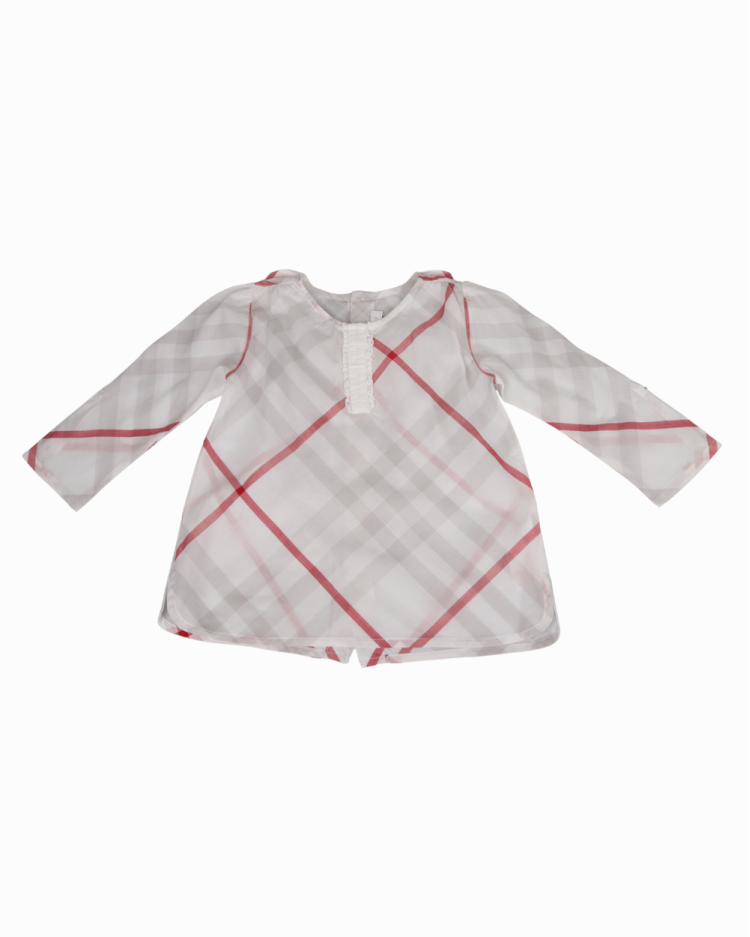 Conjunto Burberry Xadrez Branco/Cinza/Vermelho