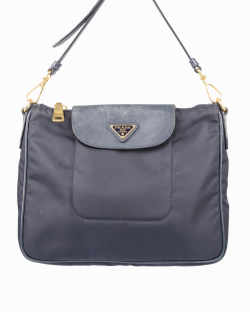 prada nylon saffiano azul blue small
