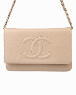 chanel wallet on chain beige small