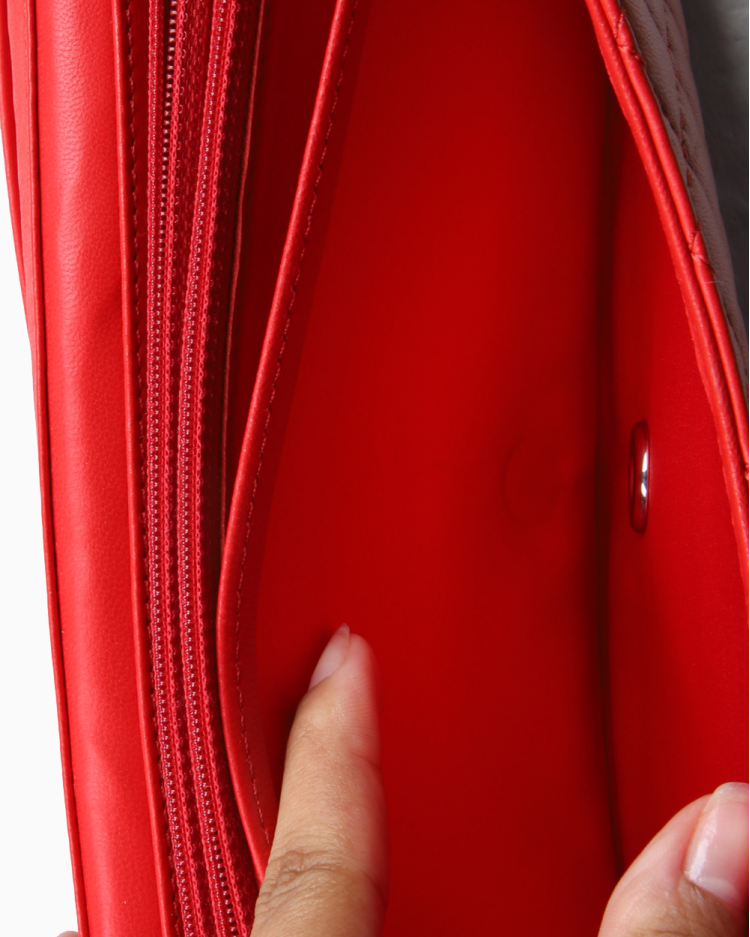 小物 CHANEL Bolsa Chanel Shoulder Single Flap Lambskin Vermelha