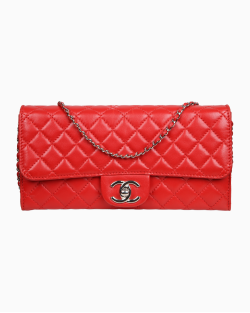 Bolsa Chanel Shoulder Single Flap Lambskin Vermelha 