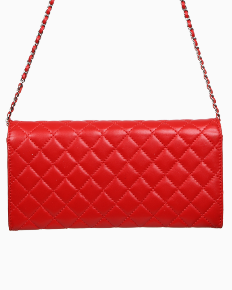 Bolsa Chanel Shoulder Single Flap Lambskin Vermelha