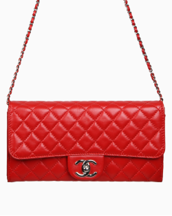 Bolsa Chanel Shoulder Single Flap Lambskin Vermelha 