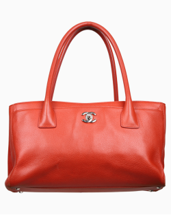 Bolsa Chanel Cerf Tote Laranja em Couro Texturizado