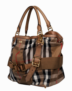 Bolsa Burberry de Couro  e tecido Monograma