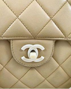 Bolsa Chanel Vintage Bege Corrente Polip.