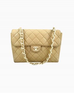 Bolsa Chanel Vintage Bege Corrente Polip.