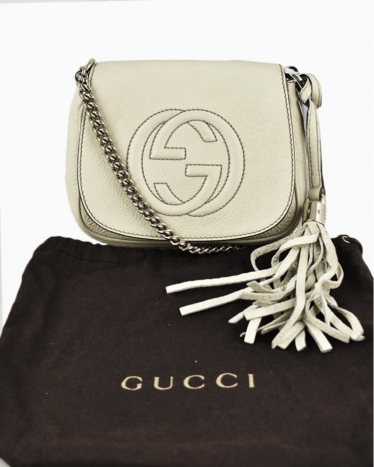 gucci white chain bolsa