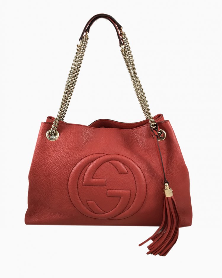 red gucci chain bolsa