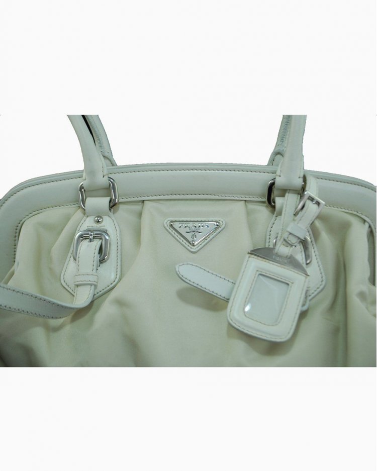 Bolsa Prada Branca em Nylon e Tecido Original