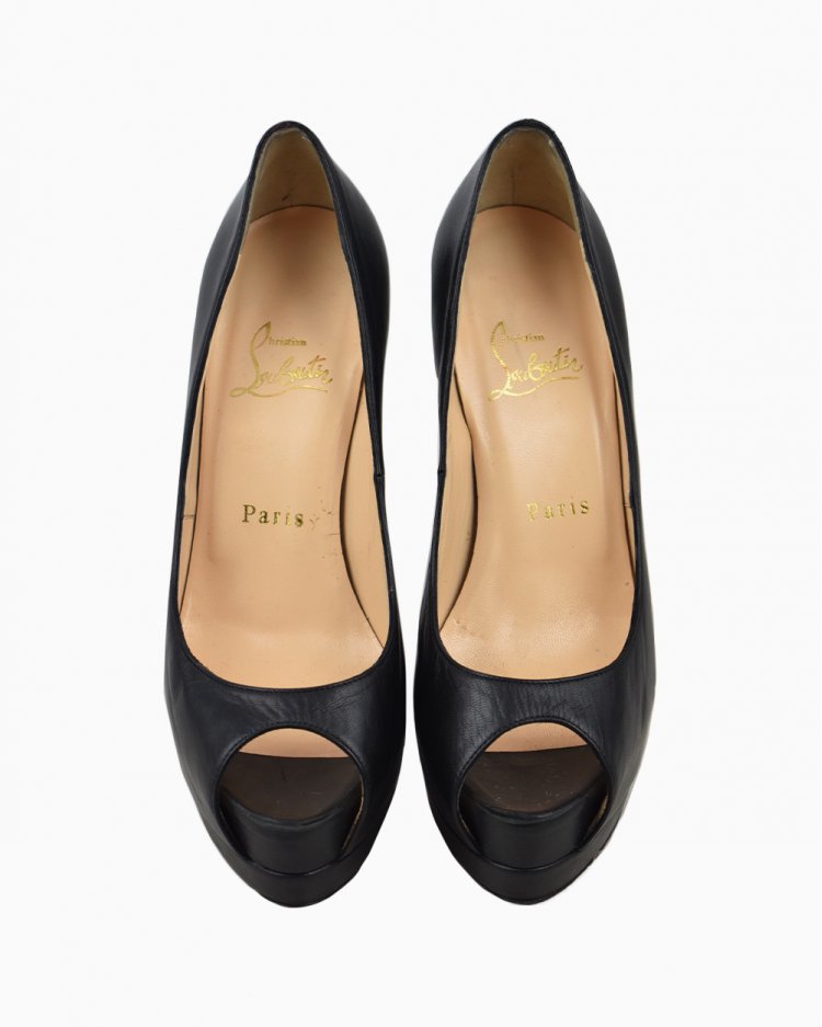 Peep Toe Christian Louboutin Original Preto Verniz Feminino