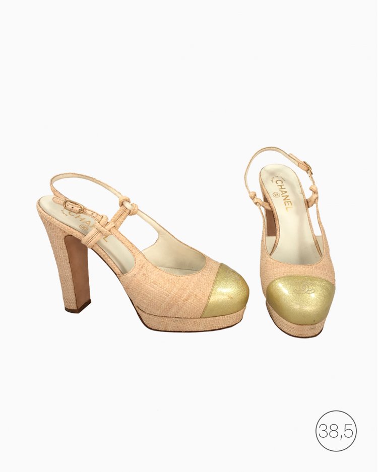 Sapato Chanel Palha Bicolor Original Feminina Autentica