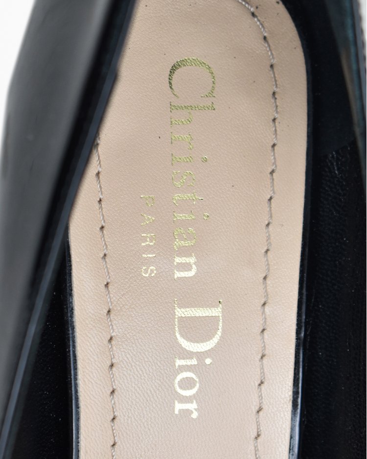 Sapato Christian Dior Baby-D Ballet Pumps Original Verniz Preto